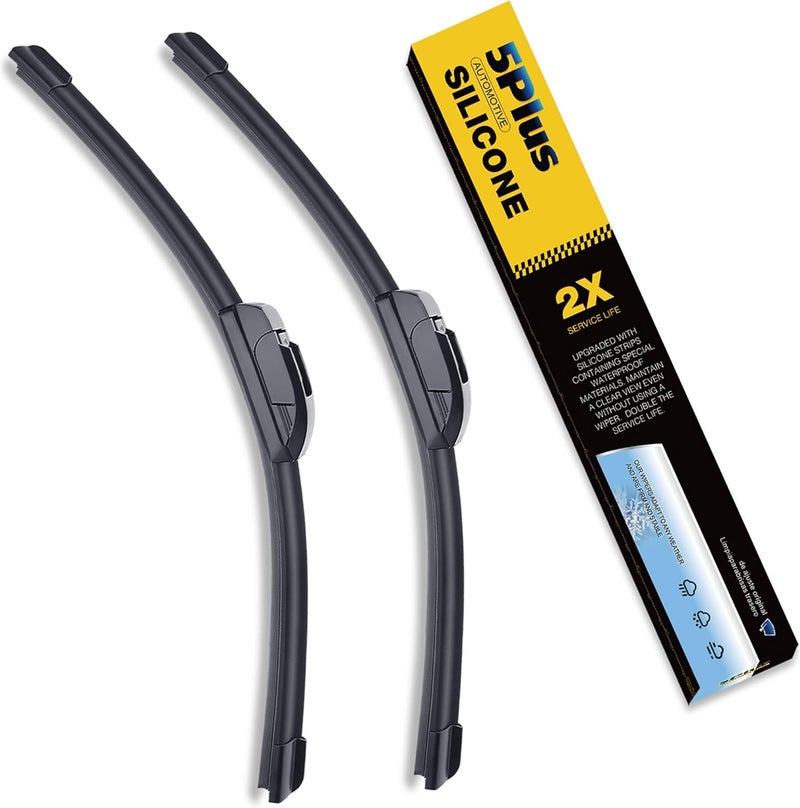 5PLUS ® 24"+19" Silicone Windshield Wiper Blades Replacement For Ford Fusion 2012 2011 2010 2009 2008 2007 2006/Chevy Equinox 09-05 Impala 21-14 Malibu 15-13/Dodge Journey 2020-2008/Camry 06-02 MORE - Image 1